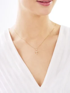 Złota zawieszka z cyrkoniami -  krzyż