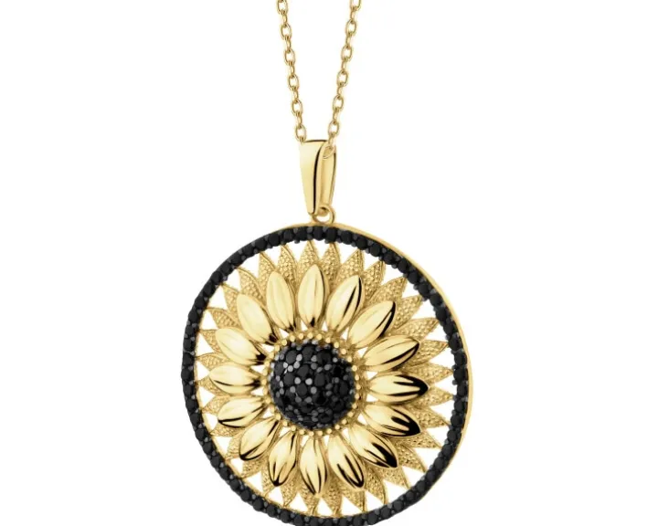 Złota zawieszka z cyrkoniami - kwiat