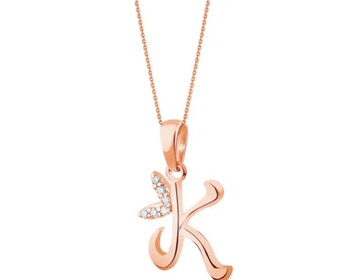Złota zawieszka z cyrkoniami - litera K