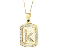 Złota zawieszka z cyrkoniami - litera K