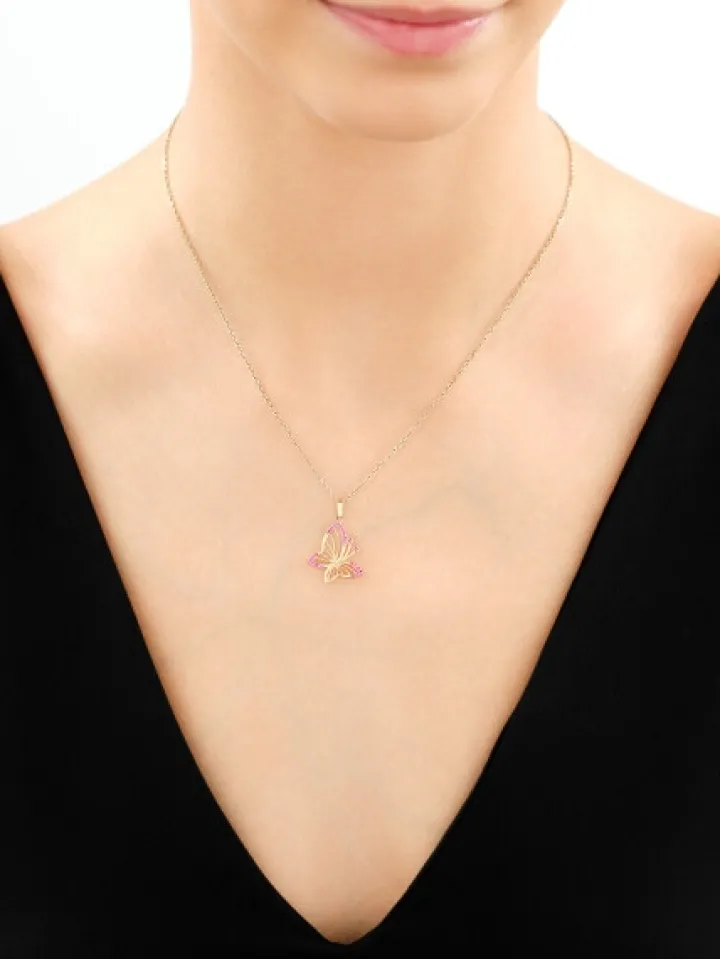 Złota zawieszka z cyrkoniami - motyl