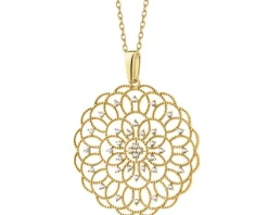 Złota zawieszka z cyrkoniami - rozeta