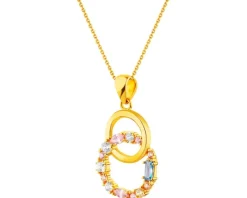 Złota zawieszka z cyrkoniami - koła