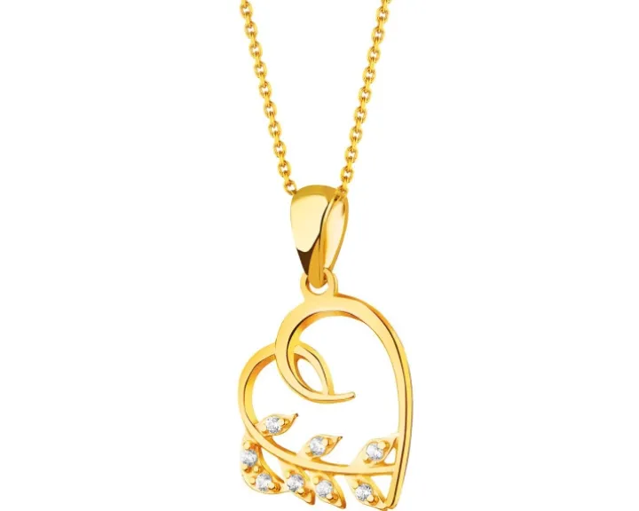 Złota zawieszka z cyrkoniami - serce