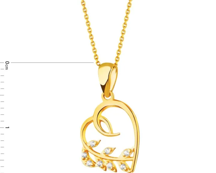 Złota zawieszka z cyrkoniami - serce