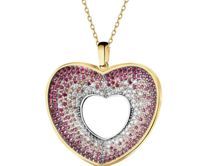 Złota zawieszka z cyrkoniami - serce