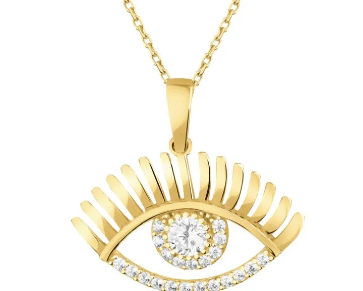 Złota zawieszka z cyrkoniami - oko