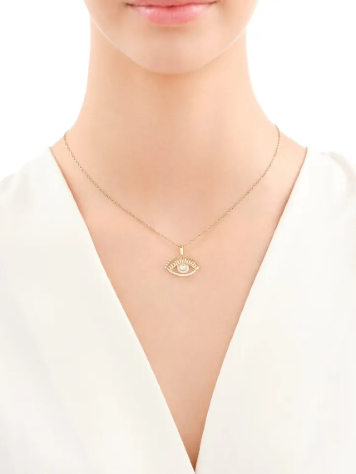 Złota zawieszka z cyrkoniami - oko