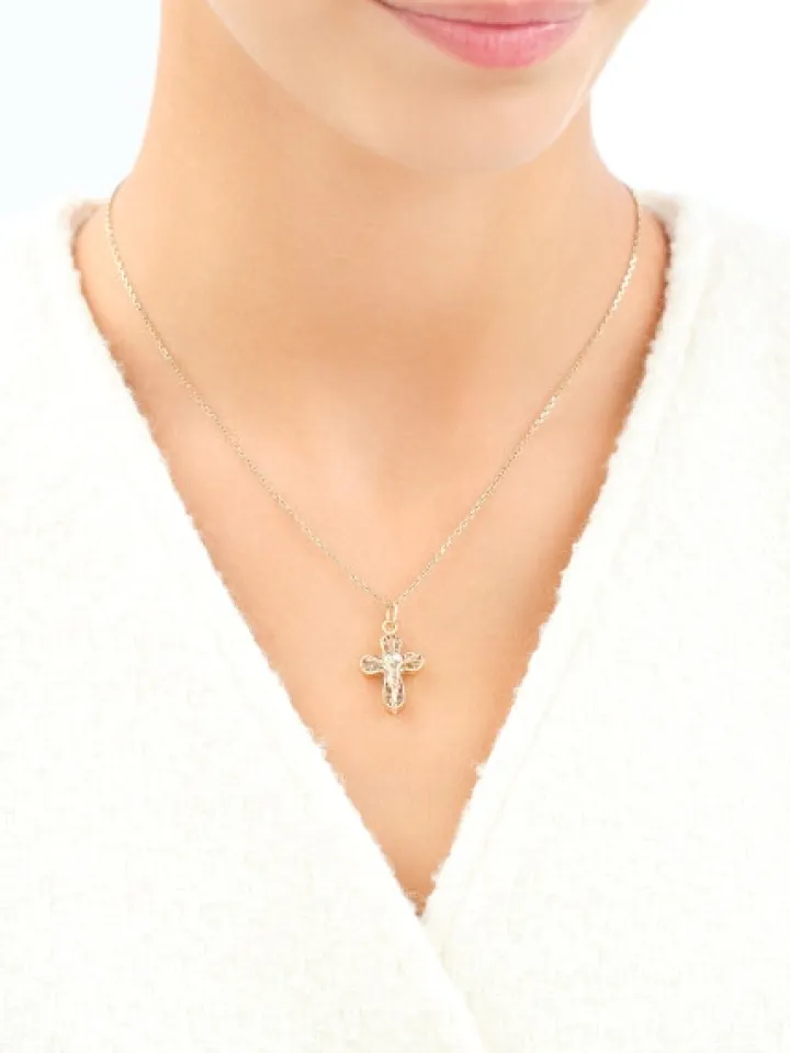 Złota zawieszka z cyrkoniami - krzyż