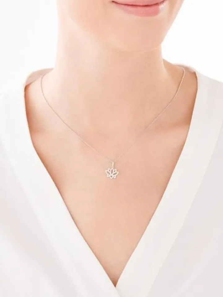 Złota zawieszka z cyrkoniami - kwiat lotosu