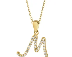 Złota zawieszka z cyrkoniami - litera M