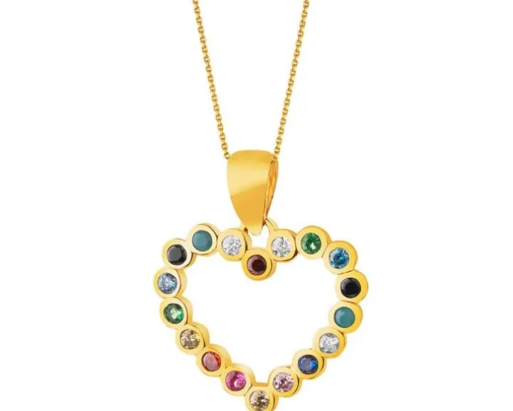 Złota zawieszka z cyrkoniami - serce