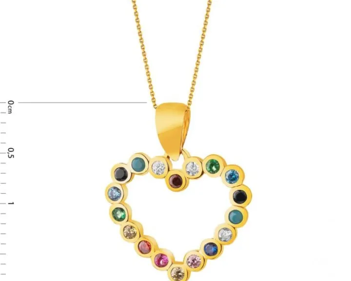 Złota zawieszka z cyrkoniami - serce