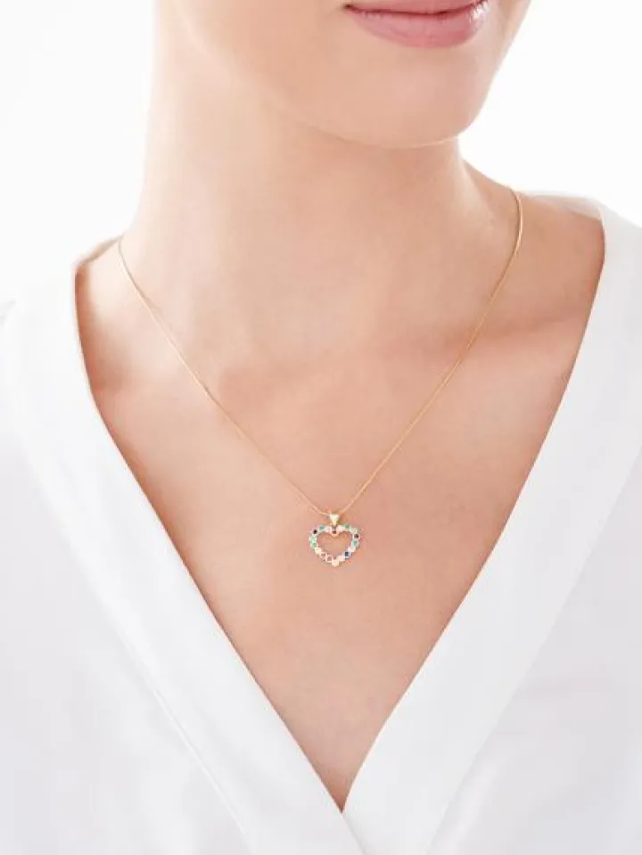 Złota zawieszka z cyrkoniami - serce