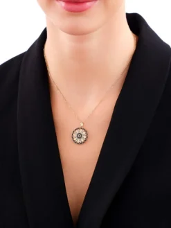 Złota zawieszka z cyrkoniami - rozeta