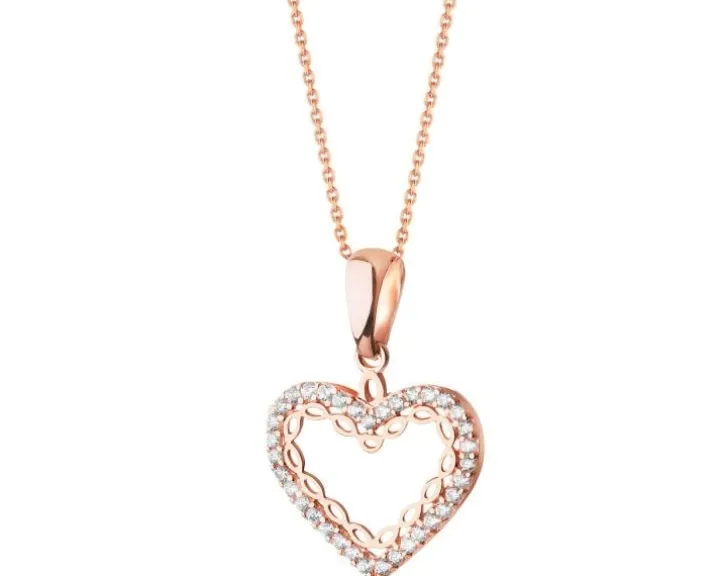 Złota zawieszka z cyrkoniami - serce