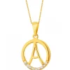 Złota zawieszka z cyrkoniami - Litera A
