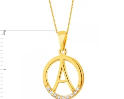 Złota zawieszka z cyrkoniami - Litera A