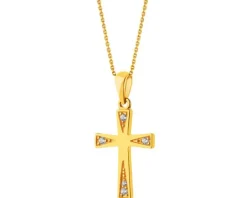 Złota zawieszka z cyrkoniami - krzyż