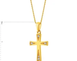 Złota zawieszka z cyrkoniami - krzyż