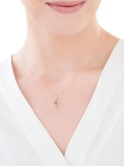 Złota zawieszka z cyrkoniami - krzyż