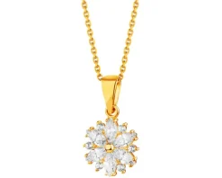 Złota zawieszka z cyrkoniami - kwiat