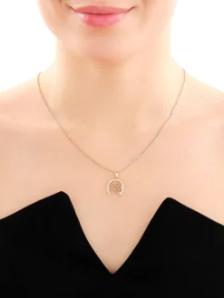 Złota zawieszka z cyrkoniami - podkowa, konie