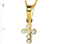 Złota zawieszka z cyrkoniami - krzyż