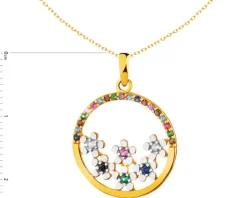 Złota zawieszka z cyrkoniami - kwiaty