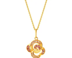 Złota zawieszka z cyrkoniami - kwiat