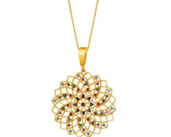 Złota zawieszka z cyrkoniami - rozeta