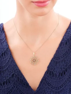 Złota zawieszka z cyrkoniami - rozeta