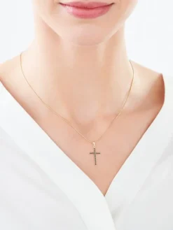 Złota zawieszka z cyrkoniami - krzyż