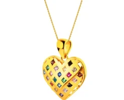 Złota zawieszka z cyrkoniami - serce