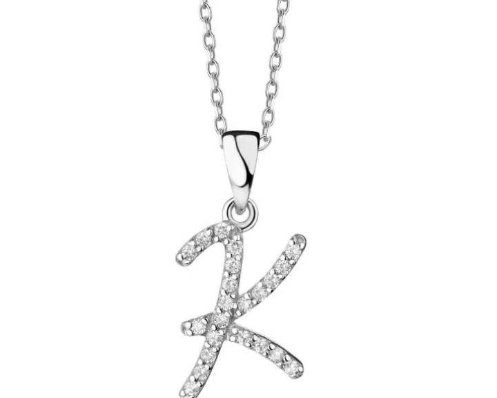 Złota zawieszka z cyrkoniami - litera K