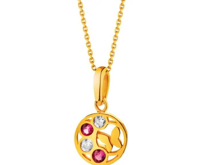 Złota zawieszka z cyrkoniami - motyl