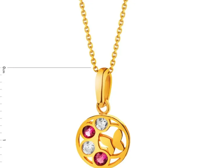 Złota zawieszka z cyrkoniami - motyl