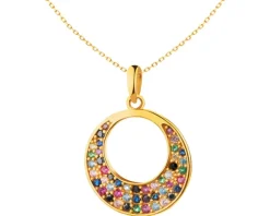 Złota zawieszka z cyrkoniami - koło