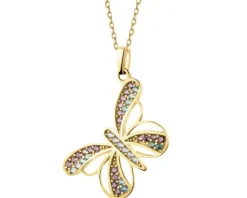 Złota zawieszka z cyrkoniami - motyl