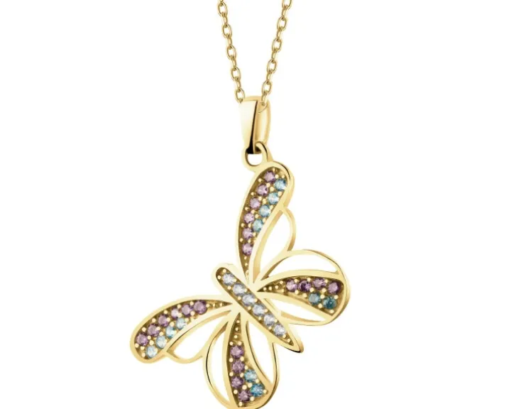 Złota zawieszka z cyrkoniami - motyl