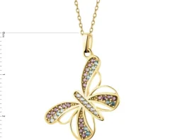 Złota zawieszka z cyrkoniami - motyl