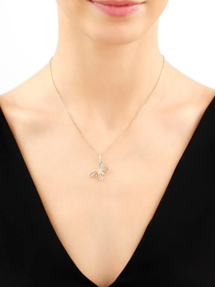 Złota zawieszka z cyrkoniami - motyl