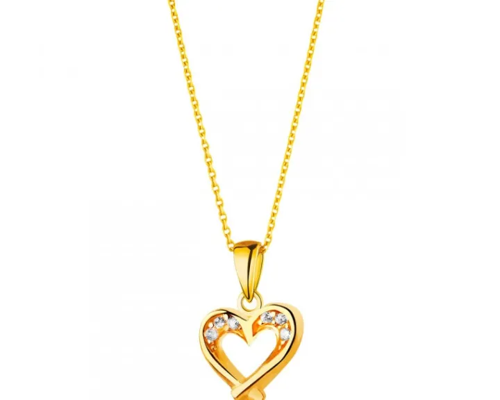 Złota zawieszka z cyrkoniami - serce