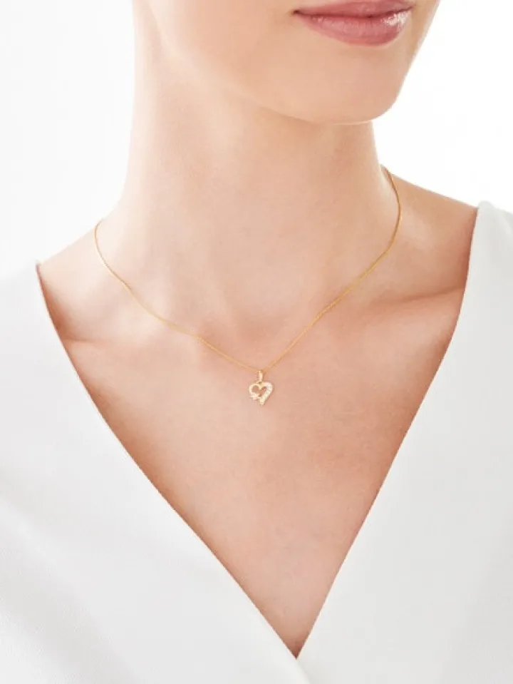 Złota zawieszka z cyrkoniami - serce