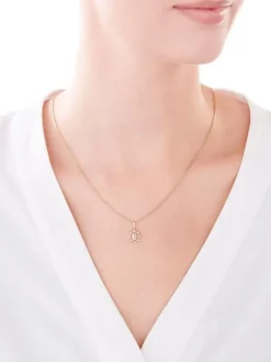 Złota zawieszka z cyrkoniami - medalik Matka Boska