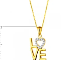 Złota zawieszka z cyrkoniami - love