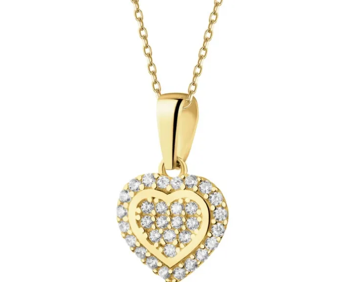 Złota zawieszka z cyrkoniami - serce