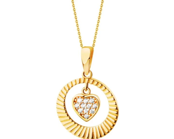 Złota zawieszka z cyrkoniami - serce