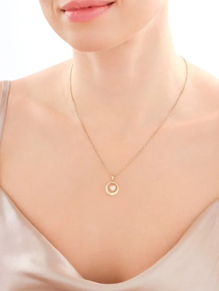 Złota zawieszka z cyrkoniami - serce