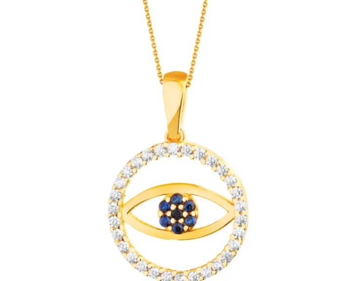 Złota zawieszka z cyrkoniami - oko